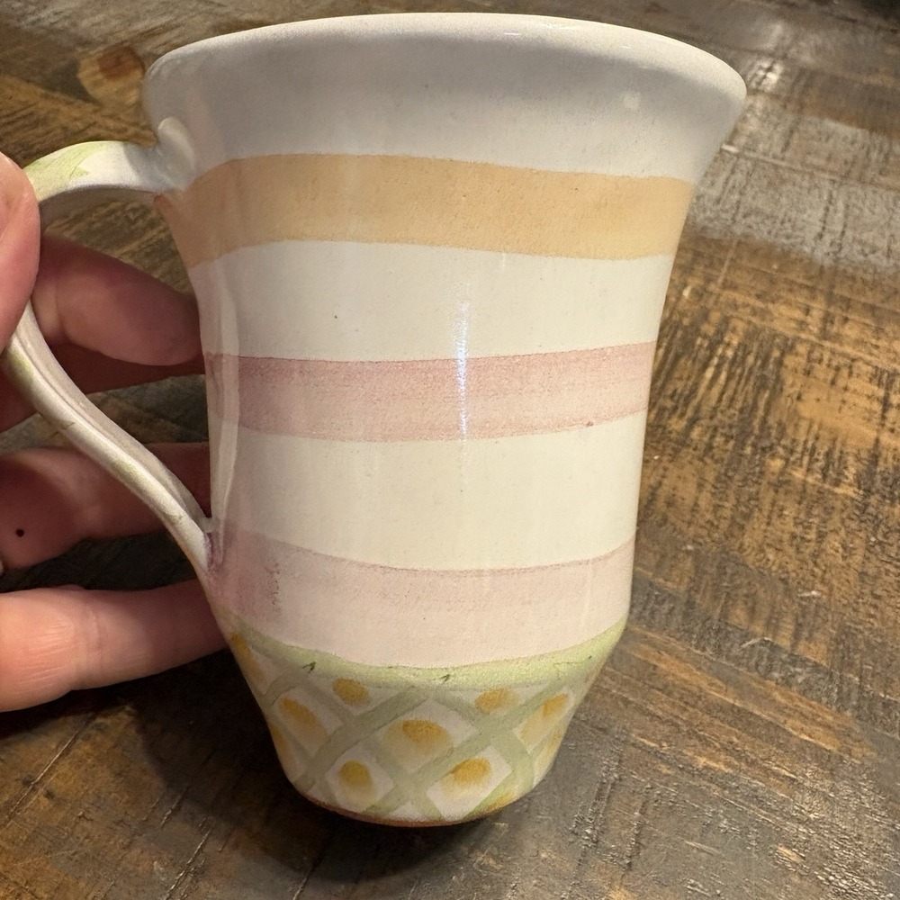 MacKenzie-Childs Ceramic Mug Cup 1989 Vintage Hand Painted! #10 Terracotta